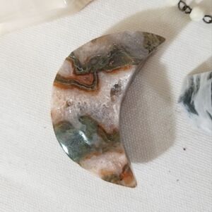 Red Moss Agate Crescent Moon